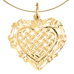 Sterling Silver Heart Pendant (Rhodium or Yellow Gold-plated)
