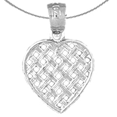 Sterling Silver Heart Pendant (Rhodium or Yellow Gold-plated)