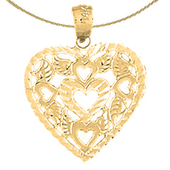 Sterling Silver Heart Pendant (Rhodium or Yellow Gold-plated)