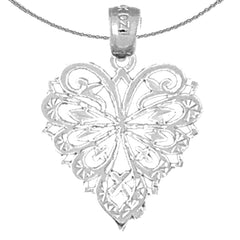 Sterling Silver Heart Pendant (Rhodium or Yellow Gold-plated)