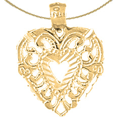 Sterling Silver Heart Pendant (Rhodium or Yellow Gold-plated)