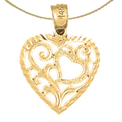 Sterling Silver Heart Pendant (Rhodium or Yellow Gold-plated)