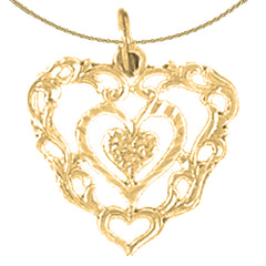 Sterling Silver Heart Pendant (Rhodium or Yellow Gold-plated)