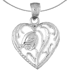 Sterling Silver Heart Pendant (Rhodium or Yellow Gold-plated)