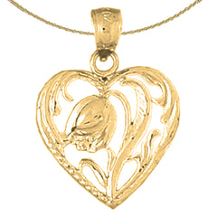 Sterling Silver Heart Pendant (Rhodium or Yellow Gold-plated)