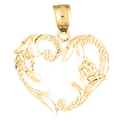 Yellow Gold-plated Silver Heart With Rose Pendant