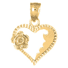 Yellow Gold-plated Silver Heart With Rose Pendant
