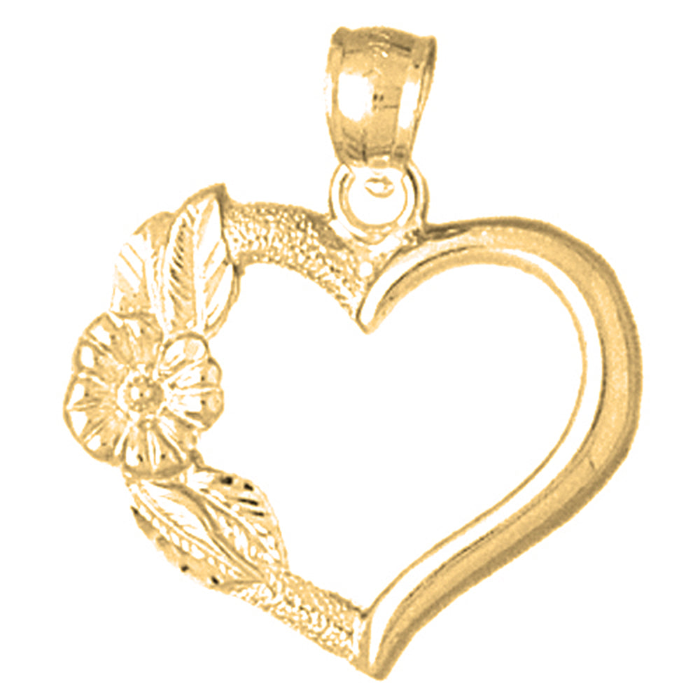 Yellow Gold-plated Silver Heart With Rose Pendant