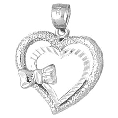 Sterling Silver Heart With Bow Pendant