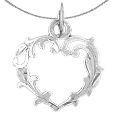 Sterling Silver Heart Pendant (Rhodium or Yellow Gold-plated)