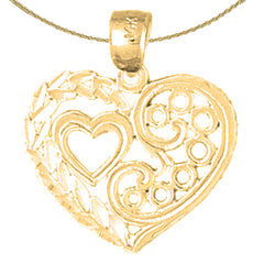 Sterling Silver Heart Pendant (Rhodium or Yellow Gold-plated)