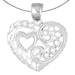 Sterling Silver Heart Pendant (Rhodium or Yellow Gold-plated)