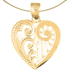 Sterling Silver Heart Pendant (Rhodium or Yellow Gold-plated)