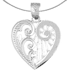 Sterling Silver Heart Pendant (Rhodium or Yellow Gold-plated)