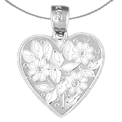 Sterling Silver Heart Pendant (Rhodium or Yellow Gold-plated)