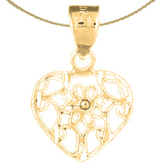 Sterling Silver Heart Pendant (Rhodium or Yellow Gold-plated)