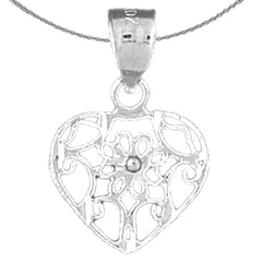 Sterling Silver Heart Pendant (Rhodium or Yellow Gold-plated)
