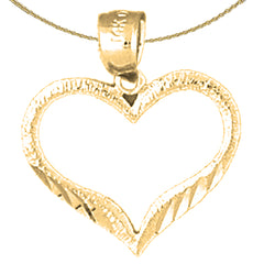 Sterling Silver Heart Pendant (Rhodium or Yellow Gold-plated)