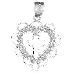 Sterling Silver Heart With Cross Pendant