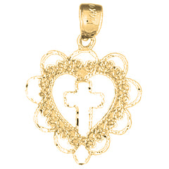 Yellow Gold-plated Silver Heart With Cross Pendant