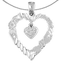 Sterling Silver Heart Pendant (Rhodium or Yellow Gold-plated)