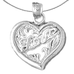Sterling Silver Love Heart Pendant (Rhodium or Yellow Gold-plated)