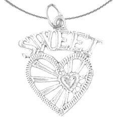 Sterling Silver Sweet Heart Pendant (Rhodium or Yellow Gold-plated)