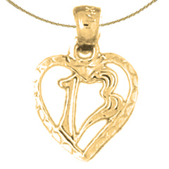Sterling Silver Heart Pendant (Rhodium or Yellow Gold-plated)