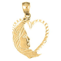 Yellow Gold-plated Silver Heart With Moon Pendant