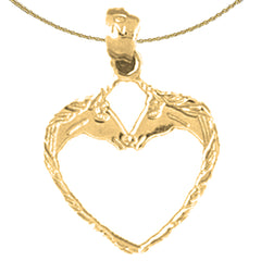 Sterling Silver Horse Heart Pendant (Rhodium or Yellow Gold-plated)