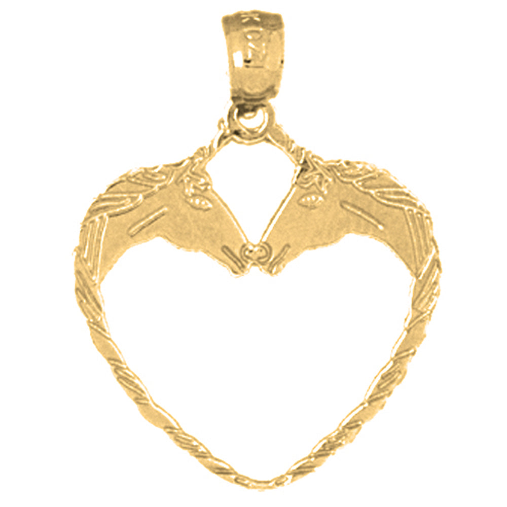 Yellow Gold-plated Silver Unicorn Heart Pendant
