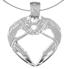 Sterling Silver Unicorn Heart Pendant (Rhodium or Yellow Gold-plated)