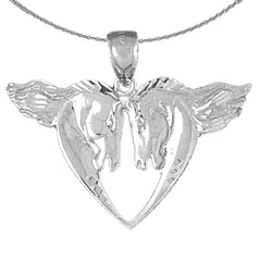 Sterling Silver Horse Heart Pendant (Rhodium or Yellow Gold-plated)