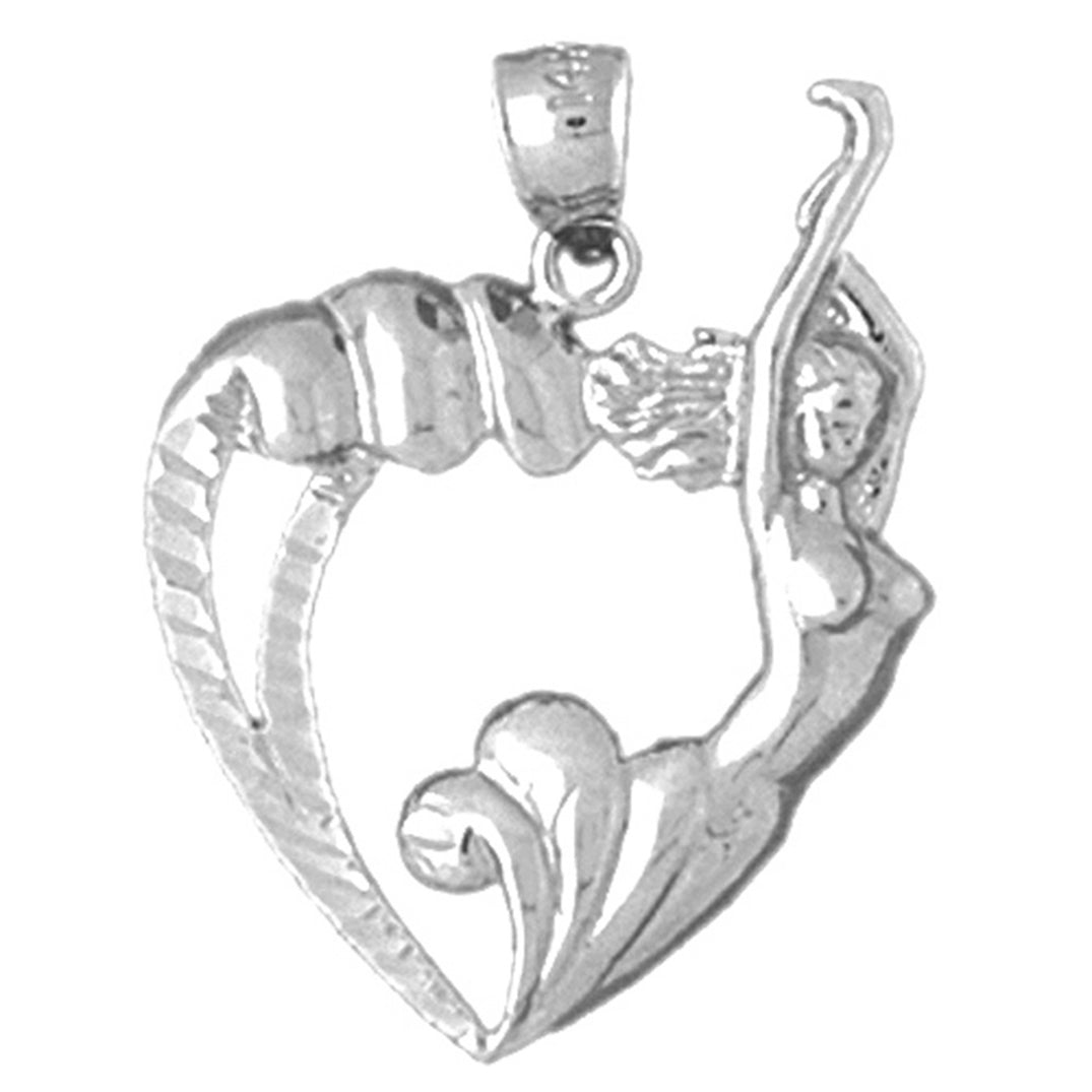 Sterling Silver Heart With Mermaid Pendant