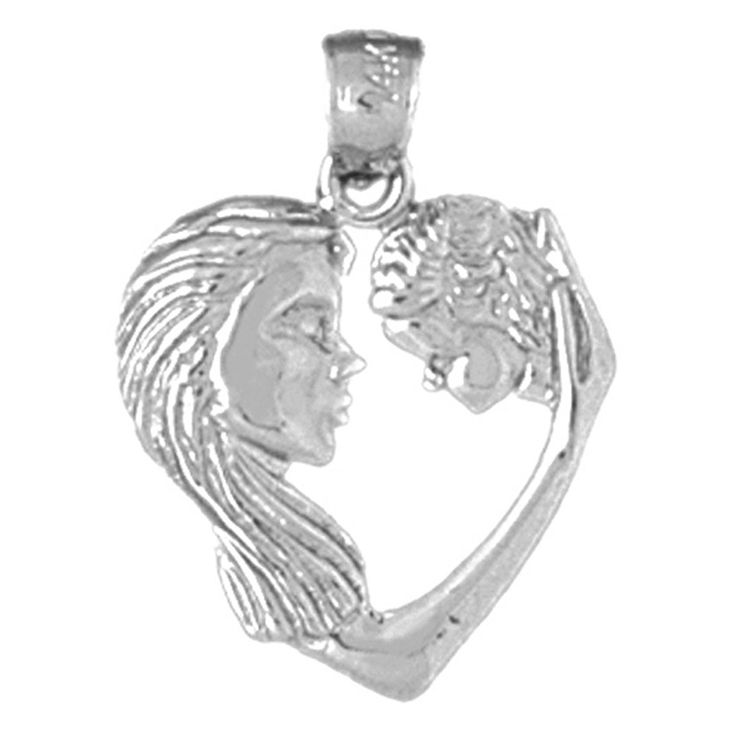 Sterling Silver Mother And Child Heart Pendant