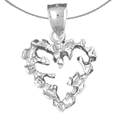 Sterling Silver Nugget Heart Pendant (Rhodium or Yellow Gold-plated)