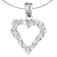 Sterling Silver Nugget Heart Pendant (Rhodium or Yellow Gold-plated)