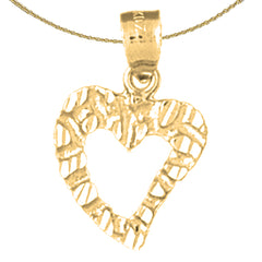 Sterling Silver Nugget Heart Pendant (Rhodium or Yellow Gold-plated)
