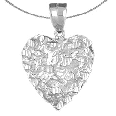 Sterling Silver Nugget Heart Pendant (Rhodium or Yellow Gold-plated)