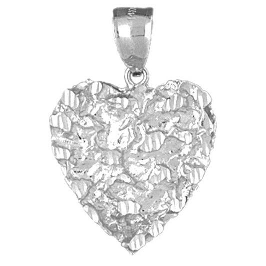Sterling Silver Nugget Heart Pendant