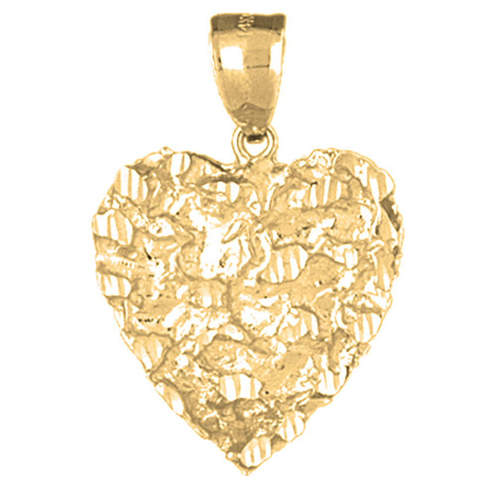 Yellow Gold-plated Silver Nugget Heart Pendant