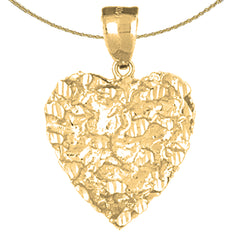 Sterling Silver Nugget Heart Pendant (Rhodium or Yellow Gold-plated)