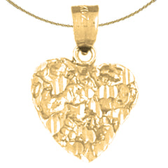Sterling Silver Nugget Heart Pendant (Rhodium or Yellow Gold-plated)