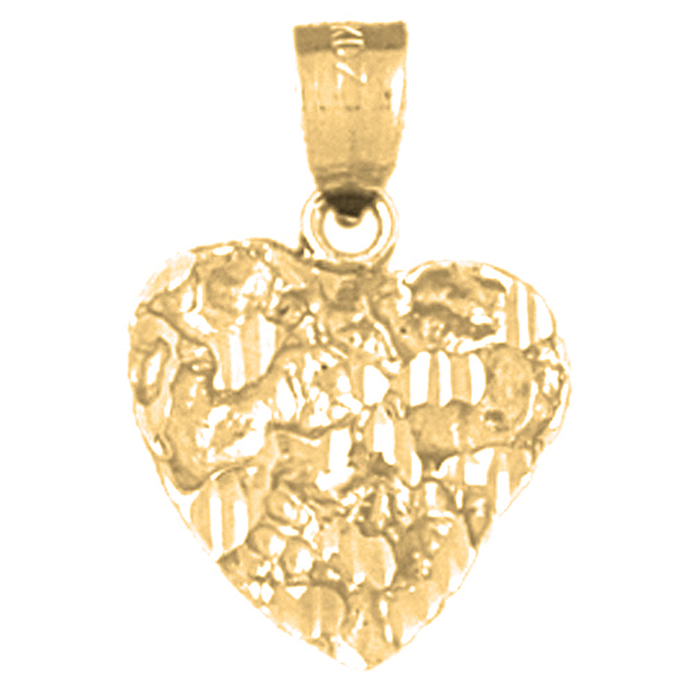 Yellow Gold-plated Silver Nugget Heart Pendant