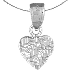 Sterling Silver Nugget Heart Pendant (Rhodium or Yellow Gold-plated)