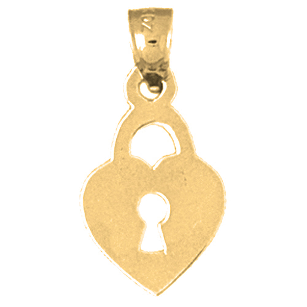 Yellow Gold-plated Silver Heart Lock Pendant