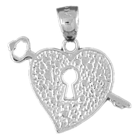 Sterling Silver Heart Lock And Key Pendant