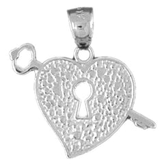 Sterling Silver Heart Lock And Key Pendant