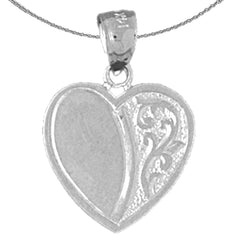 Sterling Silver Heart Pendant (Rhodium or Yellow Gold-plated)