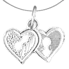 Sterling Silver Heart Lock Pendant (Rhodium or Yellow Gold-plated)